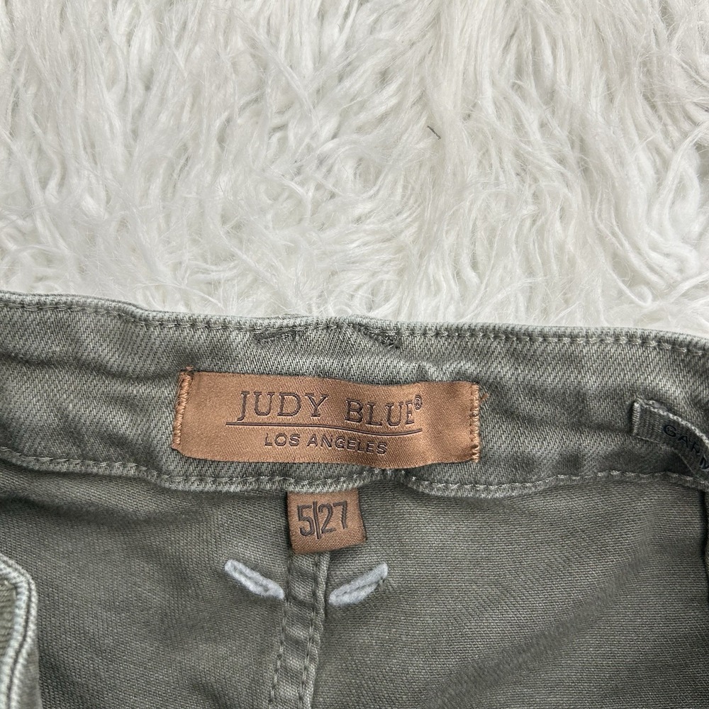 Judy Blue Wide Leg Crop High Waist Tummy Control Jeans Sz 5/27 Olive Green - Picture 8 of 11